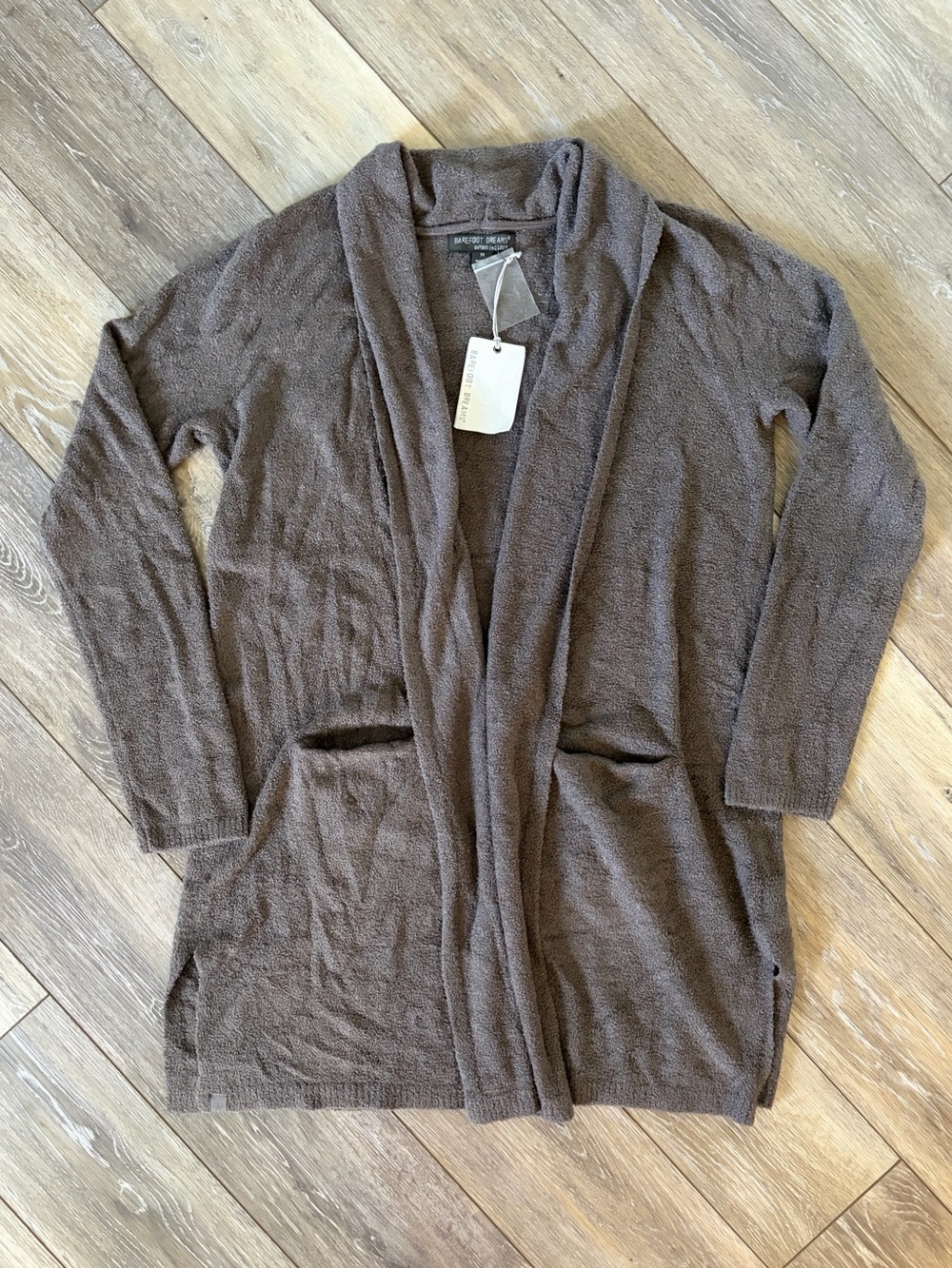 Barefoot Dreams Bamboo Chic Lite Essential Long Cardigan Cocoa Size Medium NWT - Picture 2 of 11